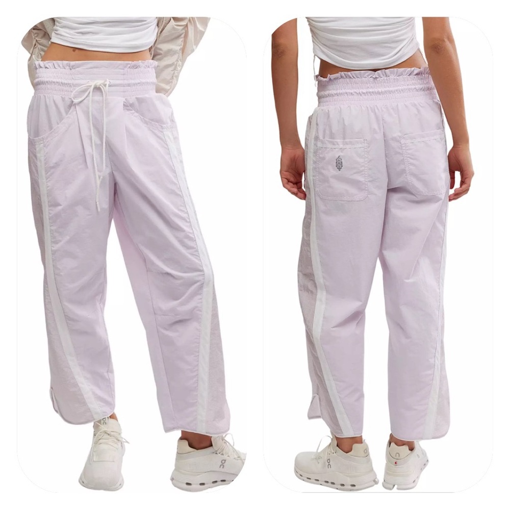 FP Movement by Free People Lavender Track Pants with White Side Stripe